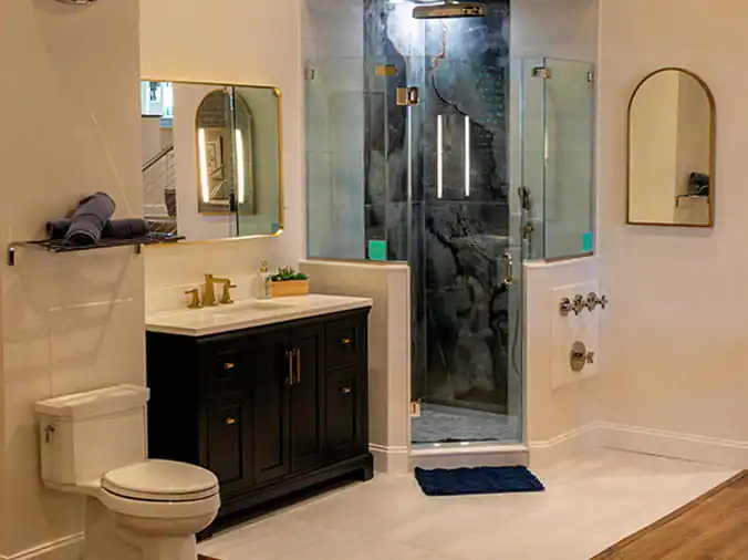 Sample bathroom in tyhe Weinstein Willow Grove Kitchen & Bath Showroom