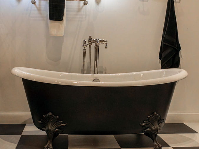 Free standing bathtub in the Weinstein Willow Grove Kitchen & Bath Showroom