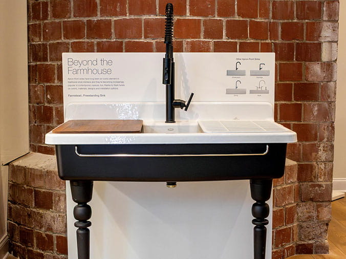 Free standing Farmhouse sink available at Weinstein Willow Grove Kitchen & Bath Showroom