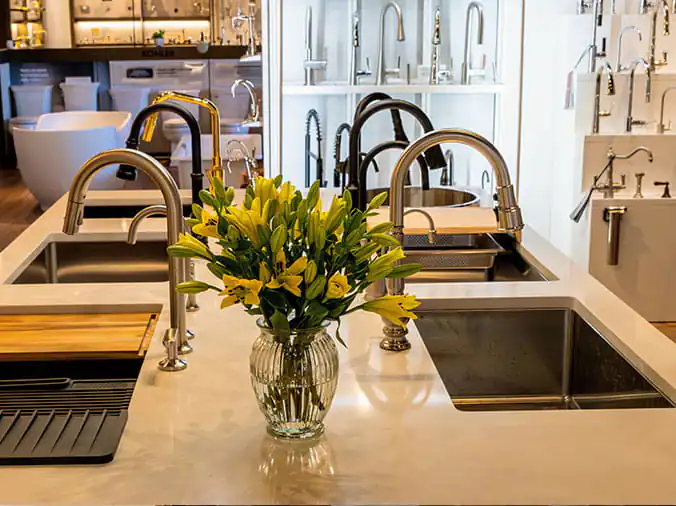 Kitchen sink display in the Weinstein Willow Grove Kitchen & Bath Showroom