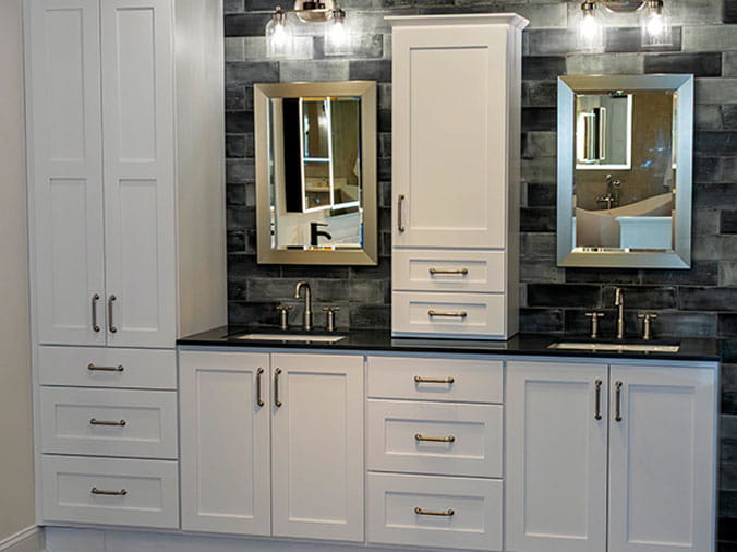 Demo kitchen with white cabinets at Weinstein Willow Grove Kitchen & Bath Showroom